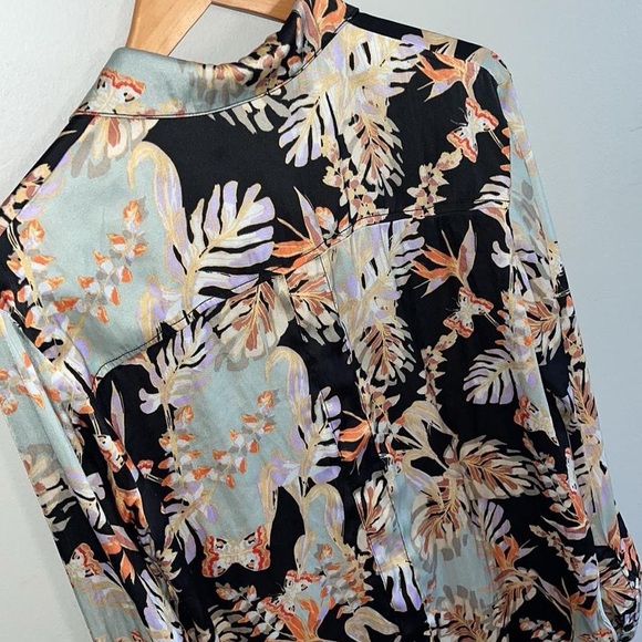 Free People Under The Palms Black Multicolored Shirt Long Sleeve - Picture 7 of 8